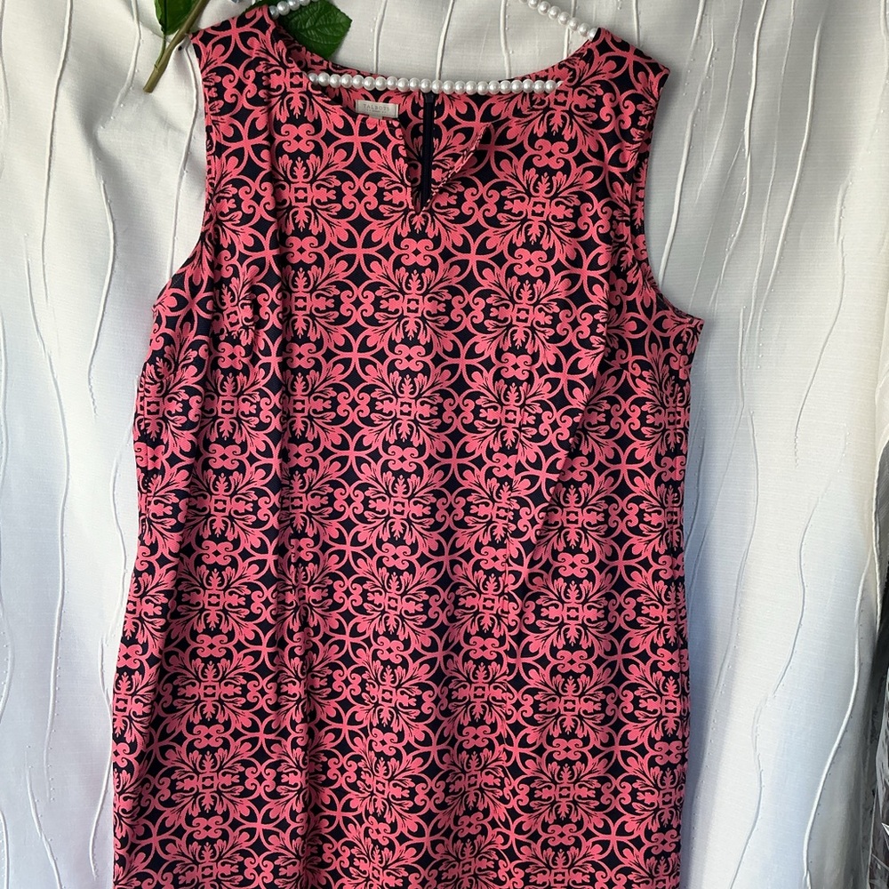 Talbots Pink and Navy Patterned Sleeveless Top